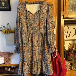 SHEIN Multicolor Paisley Long Sleeve Dress